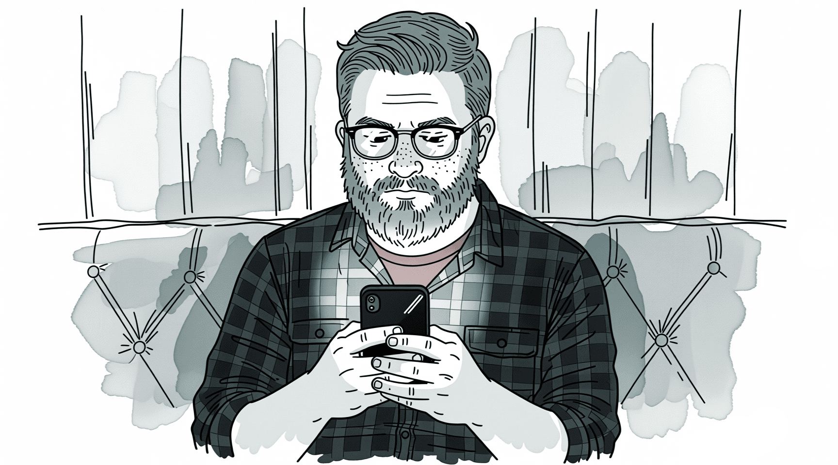 Illustration of me doomscrolling