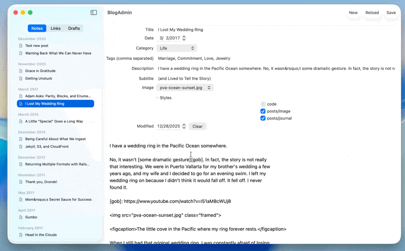 Vibe coding a native macOS app to edit my blog